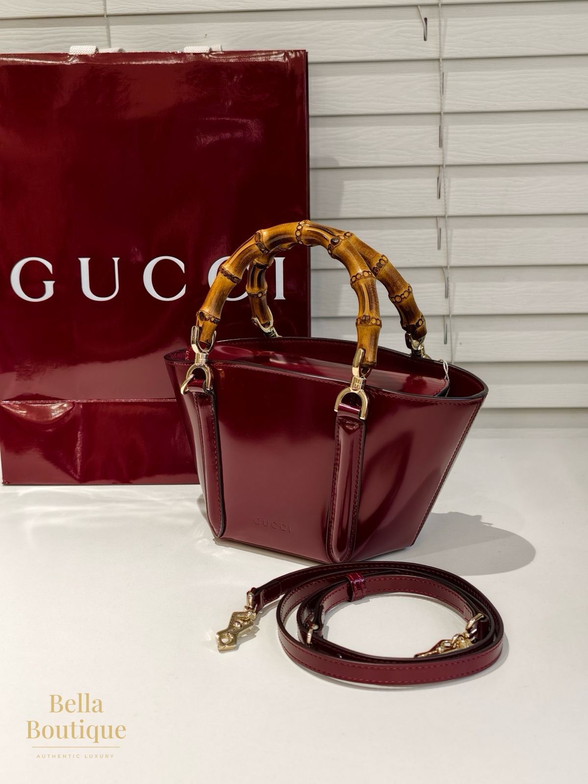 شنطة Gucci بامبو باسكِت أصلية — من زاوية أخرى