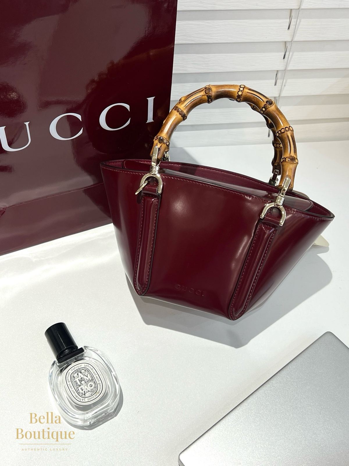 شنطة Gucci بامبو باسكِت أصلية — من الأعلى