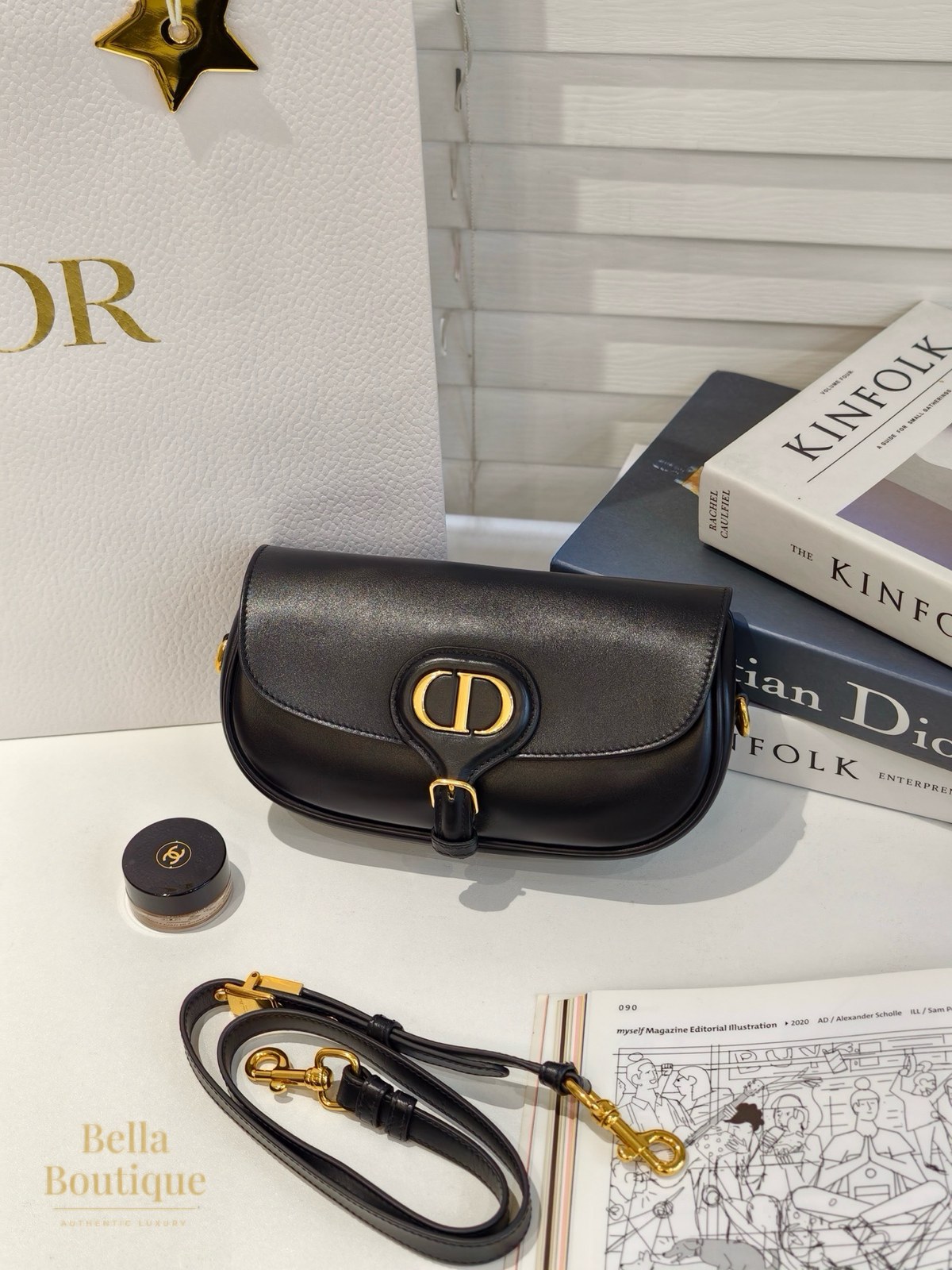 شنطة Dior بوبي — أسود أصلية — بإطلالة كاملة