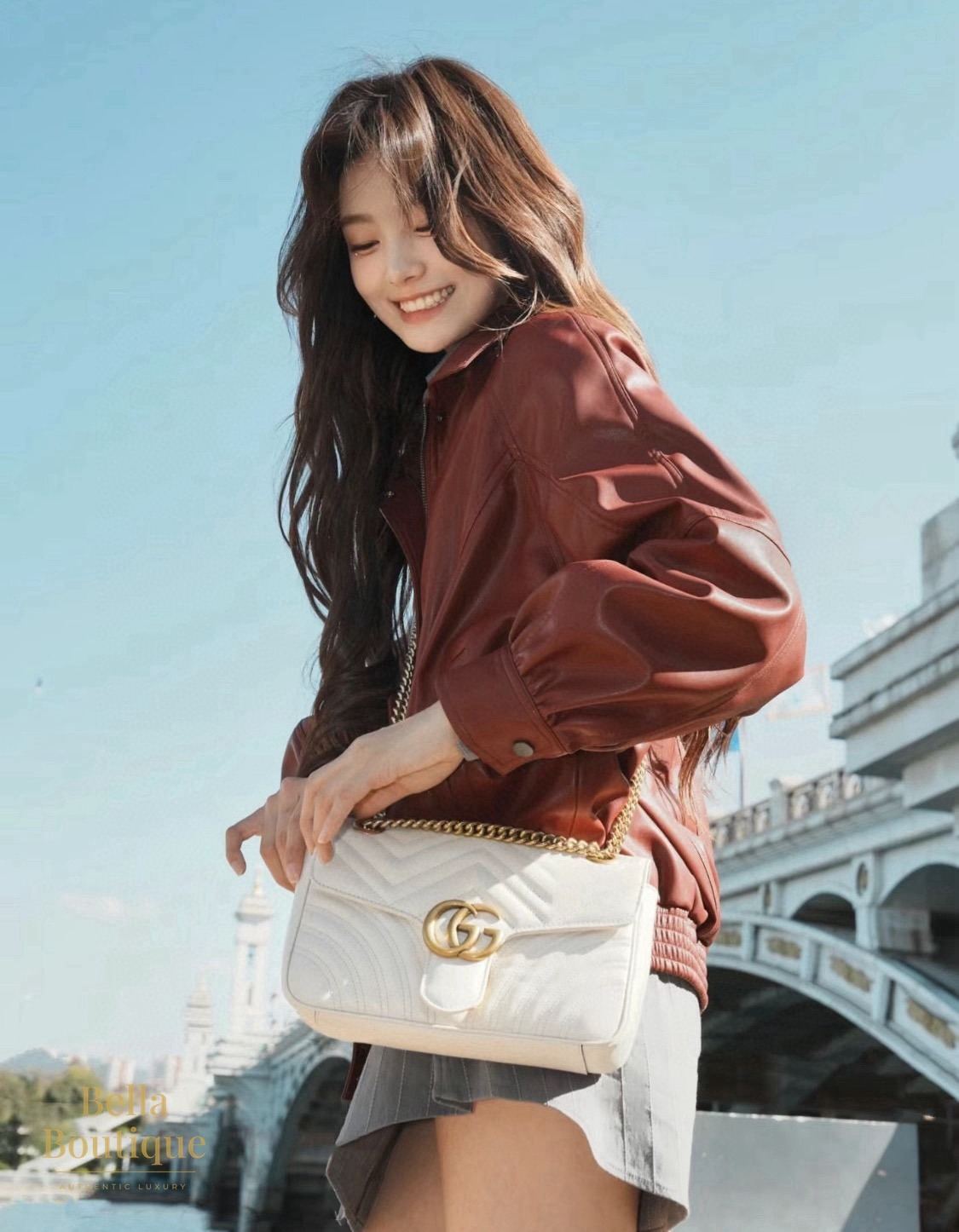 شنطة Gucci جي جي مارمونت سمول أبيض أصلية — محمولة