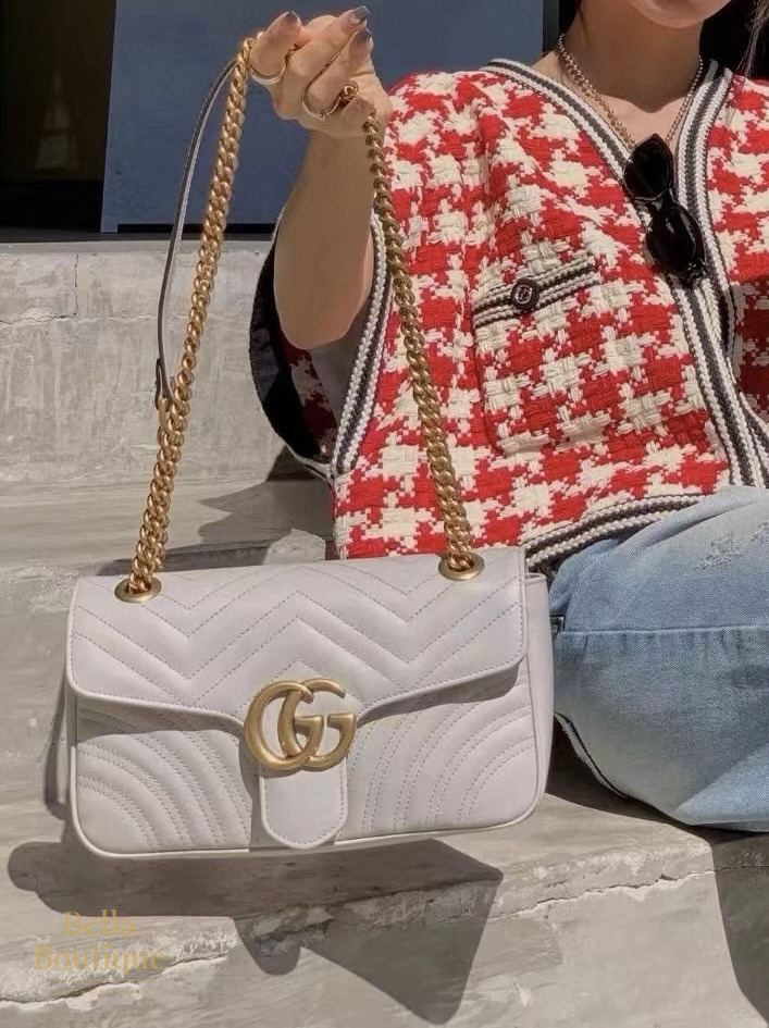 شنطة Gucci جي جي مارمونت سمول أبيض أصلية — محمولة كروس بودي