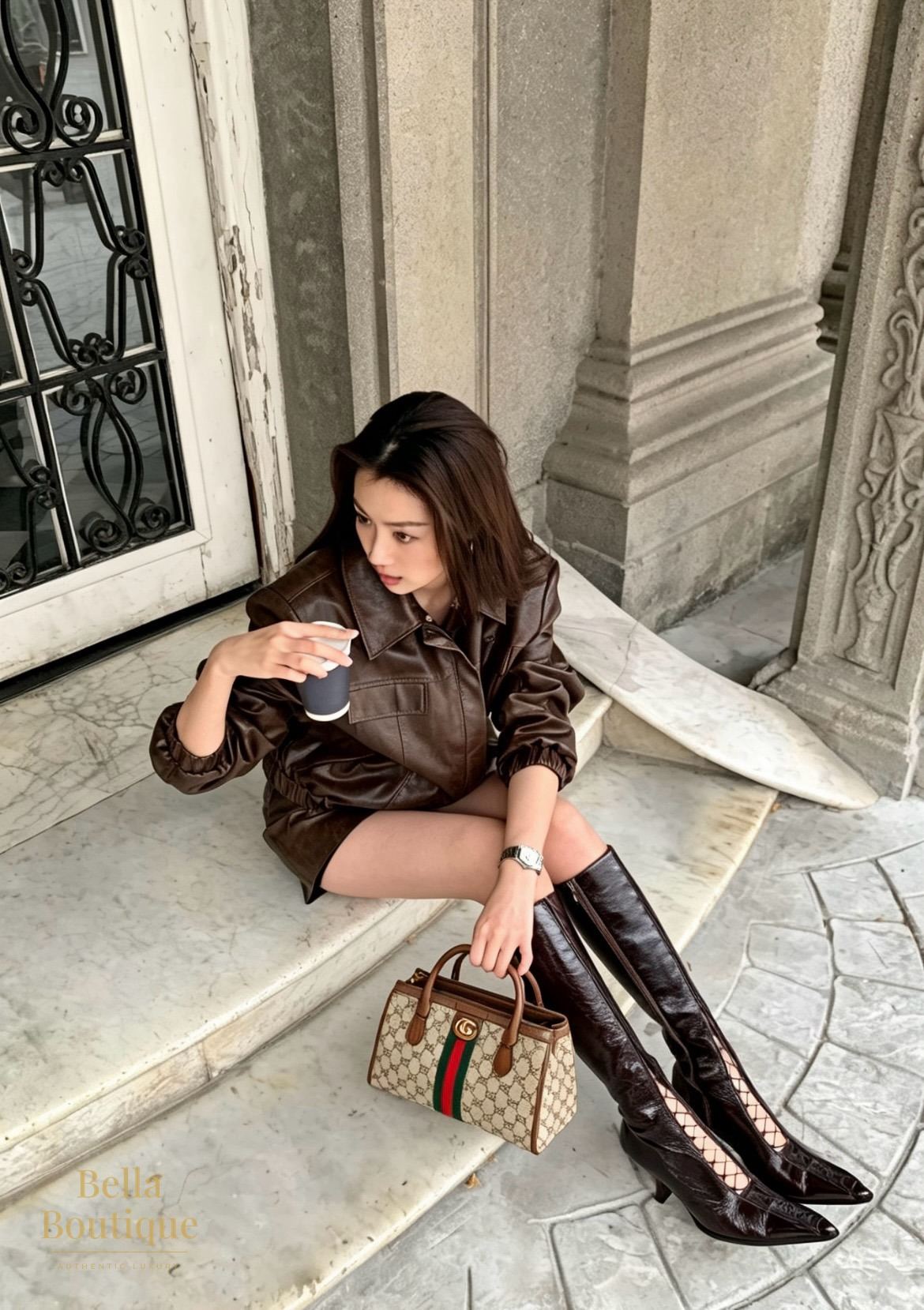 شنطة Gucci أوفيديا GG توت أصلية — محمولة على الكتف